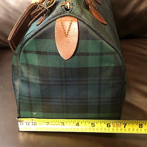 M RALPH LAUREN Black Watch Plaid Speedy Carry On Boston Travel Bag 30cm - Picture 12 of 17